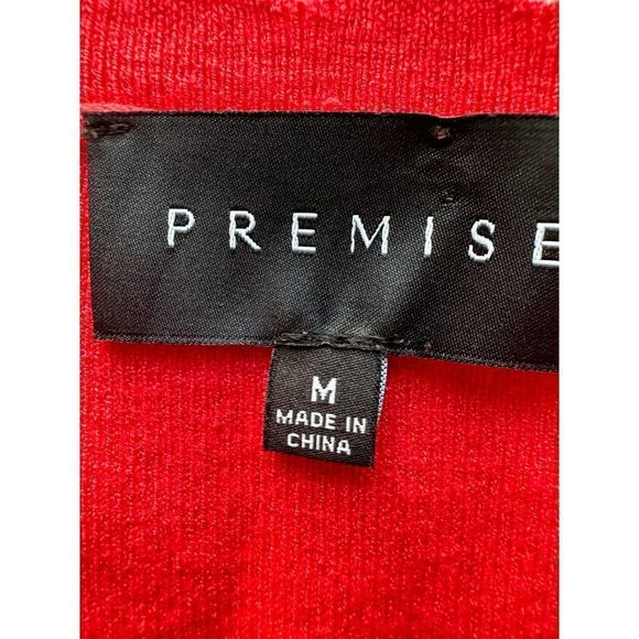 NWOT‎ Premise Orange Scalloped V Neck 3/4 Sleeve Ribbed Top Sweater Medium - Picture 3 of 9